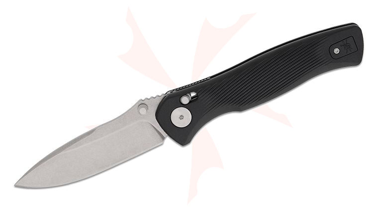 Spartan Blades Field Grade ELEOS Crossbar Lock Folding Knife 3.55 inch 154CM Stonewashed Drop Point Blade, Black GFN Handles, Reversible Clip