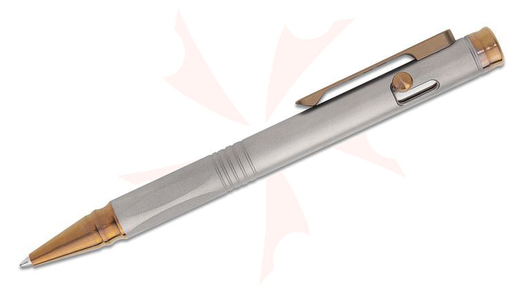 Spartan Blades Grafi Titanium Pen, Satin with Bronze Accents, 5.25 inch Overall