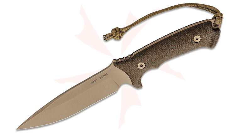 Spartan Blades Harsey Difensa Combat Knife 6-1/4 inch S35VN FDE Blade, Green Micarta Handles, Tan MOLLE Sheath