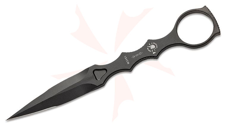 Spartan Blades CQB Close Quarters Battle Tool, 2-7/8 inch 154CM Black Dagger Blade, Black Kydex Sheath