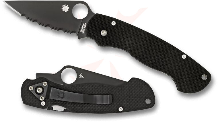 Spyderco Paramilitary Model Black Serrated CPM S30V Blade G10 Handle