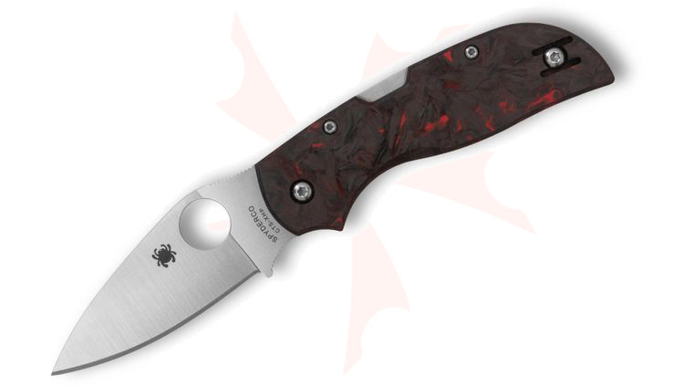 Spyderco Chaparral Lockback Folding Knife 2.8 inch CTS-XHP Satin Plain Blade, Red FatCarbon Handles