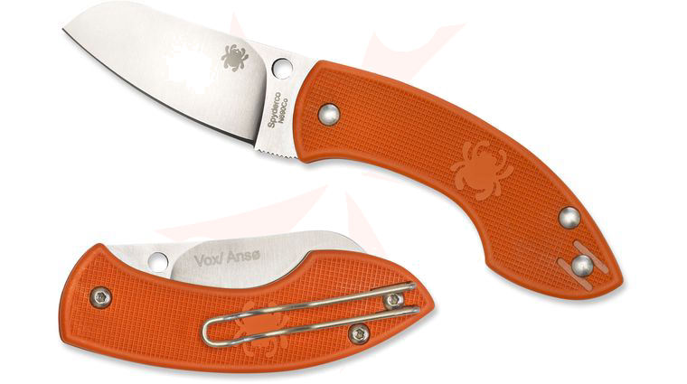 Spyderco C163POR Pingo Folding Knife 2.35 inch N690CO Satin Plain Blade, Orange FRN Handles