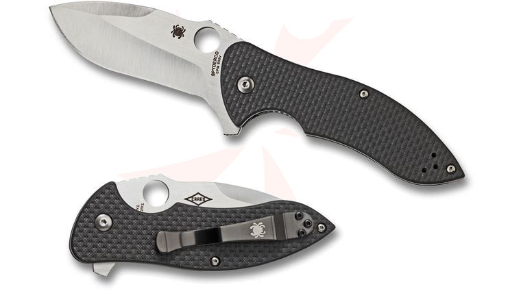 Spyderco Peter Carey Rubicon 2 Flipper 3.04 inch S30V Satin Plain Blade, Carbon Fiber/G10 Laminate Handles