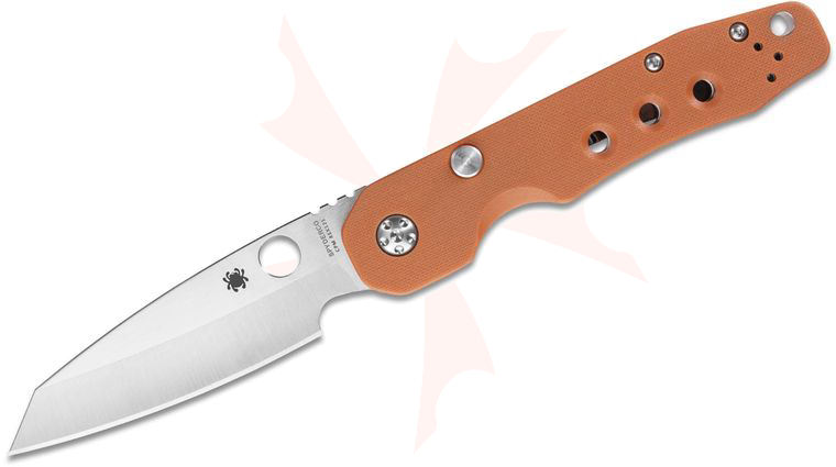 Spyderco Sprint Run Kevin Smock Button-Release Compression Lock Folding Knife 3.45 inch CPM-REX121 Satin Plain Blade, Burnt Orange G10 Handles