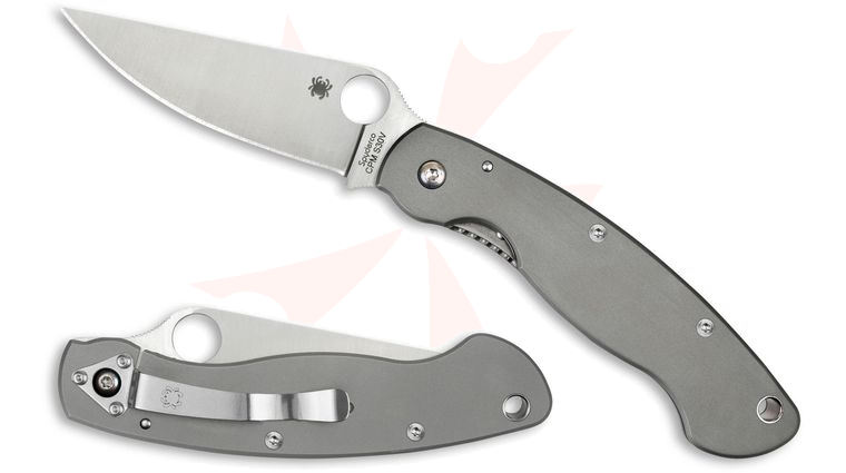 Spyderco Ti-Mil Military 4 inch S30V Satin Plain Blade, Titanium Handles