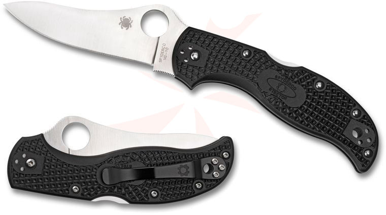 Spyderco C90PBK Stretch Folding Knife 3-1/2 inch VG10 Satin Plain Blade, Black FRN Handles