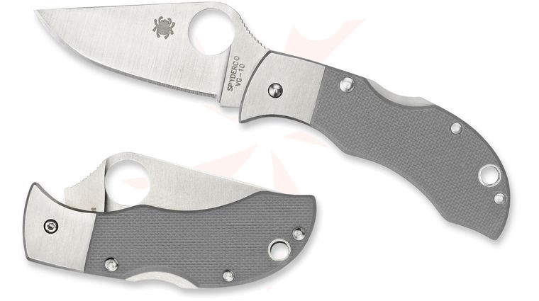 Spyderco MGGYP Manbug Folding Knife 1-7/8 inch VG10 Satin Plain Blade, Gray G10 Handles