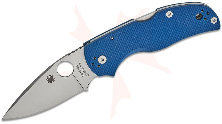Spyderco Native 5 Lockback Folding Knife 2.95 inch CPM-SPY27 Satin Plain Blade, Cobalt Blue G10 Handles