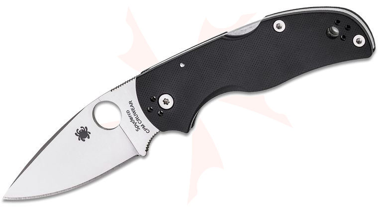 Spyderco C41GPCW5 Native 5 Folding Knife 3 inch CRU-WEAR Satin Plain Blade, Smooth Black G10 Handles, KnifeCenter Exclusive
