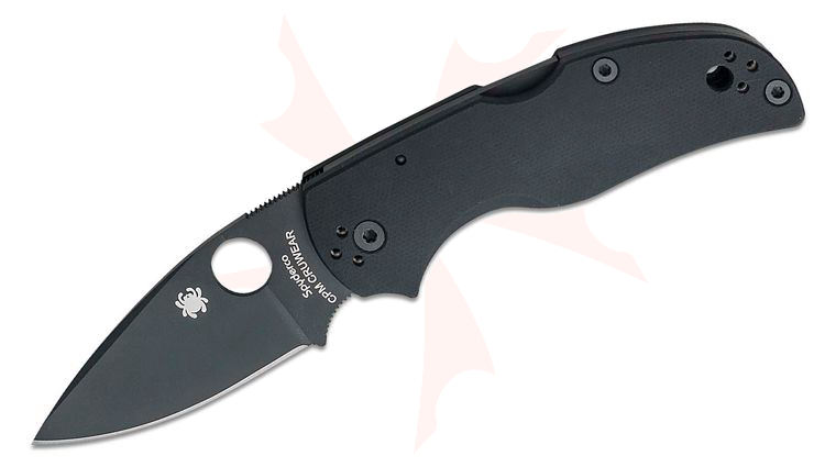 Spyderco C41GPCWBK5 Native 5 Folding Knife 3 inch CPM-CruWear Black Plain Blade, Smooth Black G10 Handles, KnifeCenter Exclusive