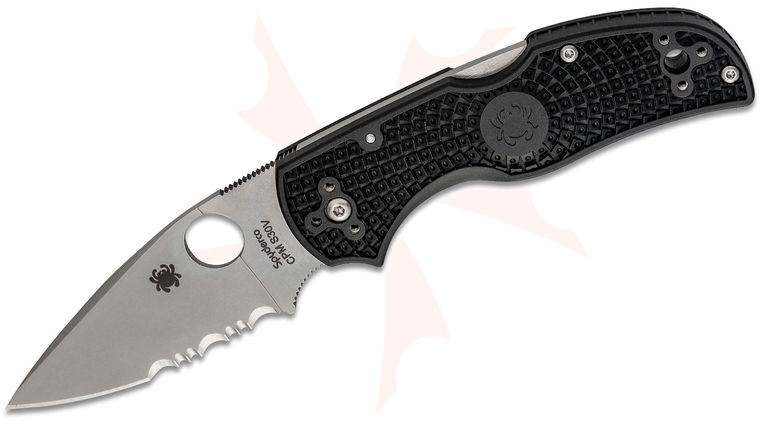 Spyderco Native 5 Folding Knife 3 inch S30V Satin Combo Blade, Black FRN Handles