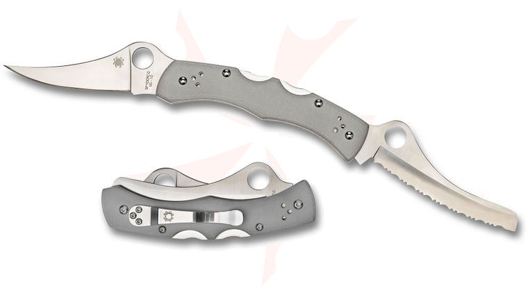 Spyderco C44GP&SGY Dyad Plain and Serrated VG10 Blades, Gray G10 Handles, Sprint Run