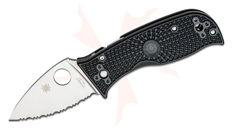 Spyderco Lil' Temperance 3 Lightweight Folding Knife 2.92 inch VG10 Satin Serrated Blade, Black FRN Handles
