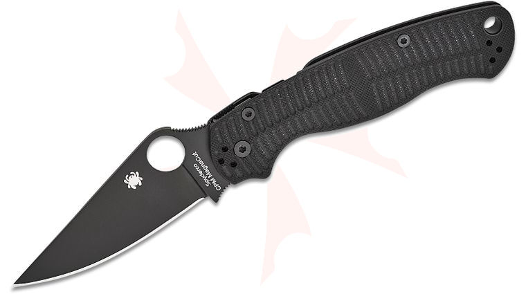 Spyderco Paramilitary 2 Salt Compression Lock Folding Knife 3.45 inch CPM-MagnaCut Black DLC Blade, Black G10 Handles