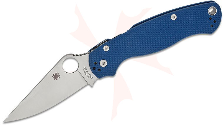 Spyderco Paramilitary 2 Compression Lock Folding Knife 3.45 inch CPM-SPY27 Satin Plain Blade, Cobalt Blue G10 Handles