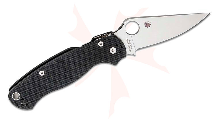 Spyderco Paramilitary 2 Left Handed Folding Knife 3.42 inch CPM-S45VN Satin Plain Blade, Black G10 Handles