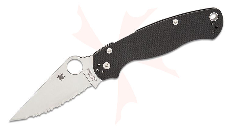 Spyderco Paramilitary 2 Folding Knife 3.42 inch CPM-S45VN Satin Serrated Blade, Black G10 Handles