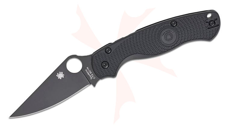 Spyderco Paramilitary 2 Lightweight Compression Lock Folding Knife 3.47 inch CTS-BD1N Black DLC Plain Blade, Black FRN Handles, Reversible Wire Clip