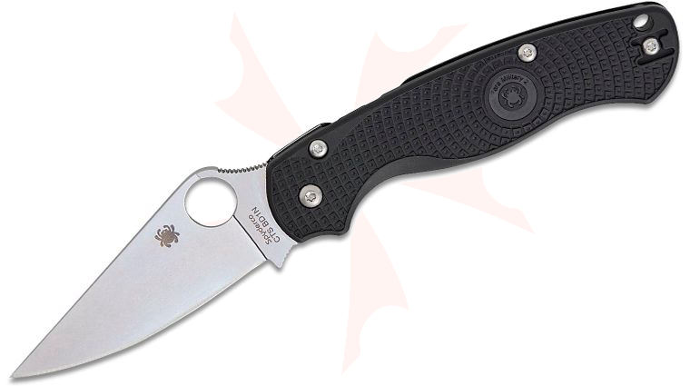 Spyderco Paramilitary 2 Lightweight Compression Lock Folding Knife 3.47 inch CTS-BD1N Satin Plain Blade, Black FRN Handles, Reversible Wire Clip
