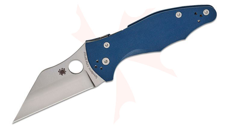 Spyderco Yojimbo 2 Folding Knife 3.2 inch CPM-SPY27 Satin Plain Blade, Cobalt Blue G10 Handles