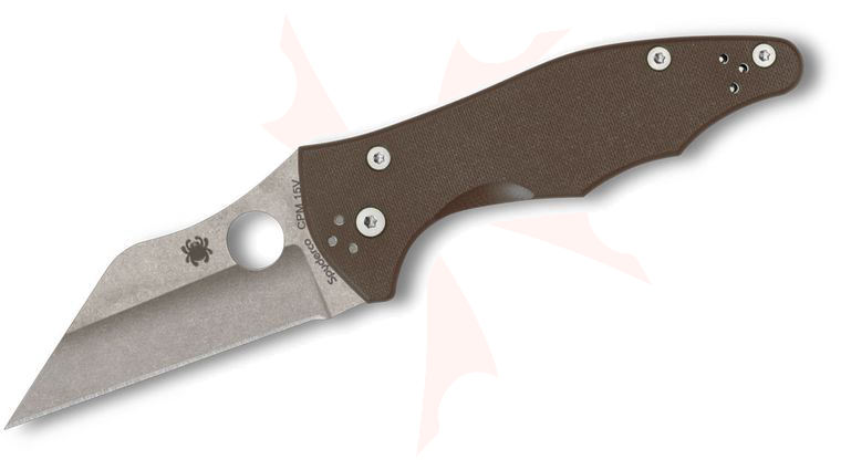Spyderco Yojimbo 2 Sprint Run Compression Lock Folding Knife 3.125 inch CPM-15V Stonewashed Plain Blade, Brown G10 Handles