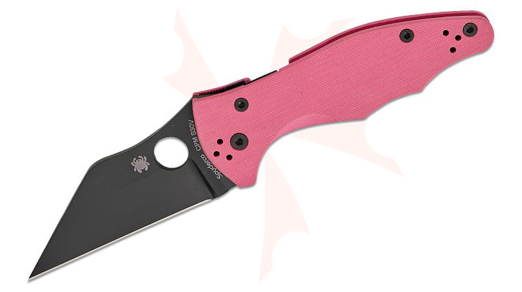 Spyderco Yojimbo 2 Sprint Run Compression Lock Folding Knife 3.125 inch CPM-S30V Black Plain Blade, Pink G10 Handles