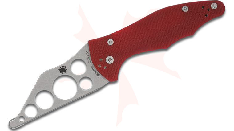 Spyderco Yojimbo 2 Trainer Folding Knife 3.125 inch CTS-BD1 Unsharpened Blade, Red G10 Handles