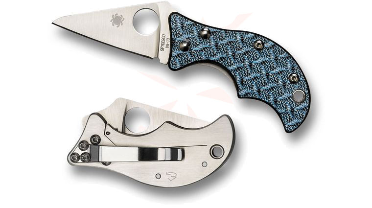 Spyderco C86GFBLP Spin Folding Knife 2.5 inch VG10 Blade, Blue Nishijin Glass Fiber Handles, Sprint Run