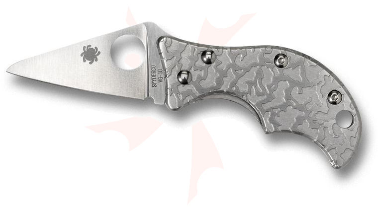Spyderco Spin Etched Folding Knife 1-13/16 inch VG10 Plain Blade