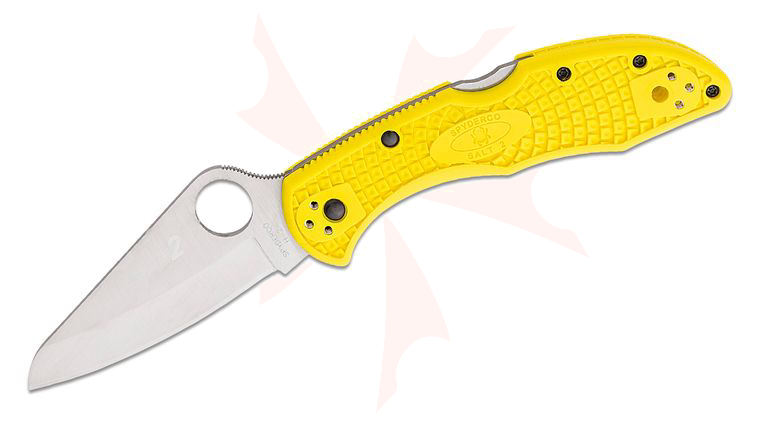 Spyderco Salt 2 Folding Knife 3 inch Plain Blade, Yellow FRN Handles