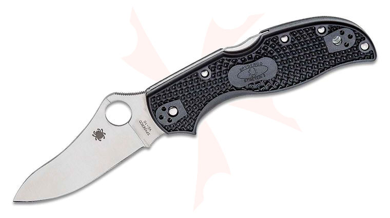 Spyderco Stretch 2 Lightweight Folding Knife 3.45 inch VG10 Satin Plain Blade, Black FRN Handles