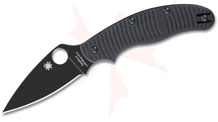 Spyderco UK Penknife Salt Folding Knife 2.95 inch CPM-MagnaCut Black DLC Leaf Shaped Plain Blade, Black G10 Handles, Reversible Wire Clip