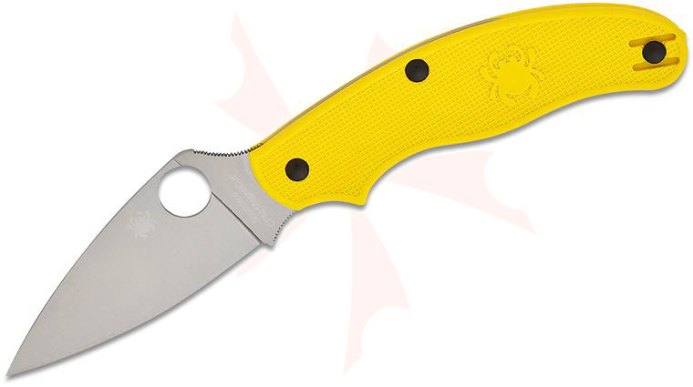 Spyderco UK Penknife Salt Folding Knife 2.93 inch CPM-MagnaCut Leaf Shaped Plain Blade, Yellow FRN Handles