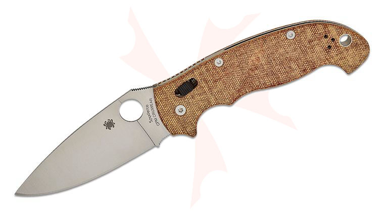 Spyderco Manix 2 XL Ball Bearing Lock Folding Knife 3.85 inch CPM-CruWear Satin Plain Blade, Brown Canvas Micarta Handles