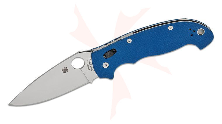 Spyderco Manix 2 XL Ball Bearing Lock Folding Knife 3.85 inch CPM-SPY27 Satin Plain Blade, Cobalt Blue G10 Handles