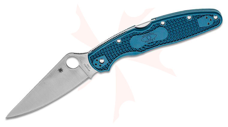 Spyderco Police 4 Lightweight Folding Knife 4.38 inch K390 Satin Plain Blade, Blue FRN Handles