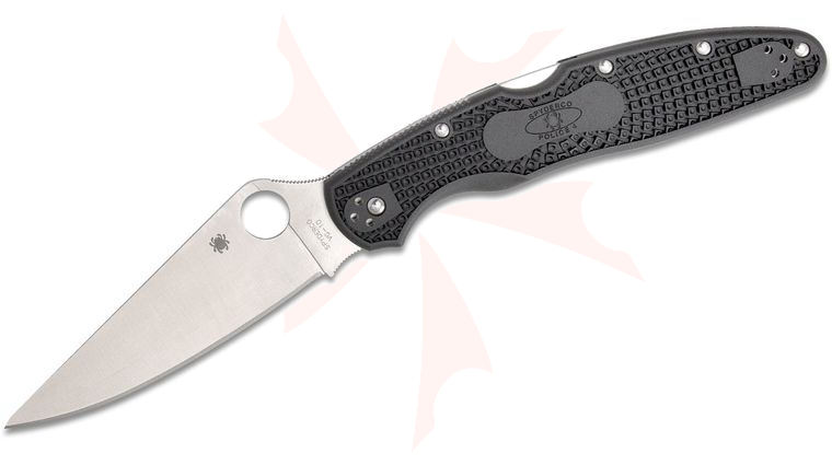 Spyderco Police 4 Lightweight Folding Knife 4.39 inch VG10 Satin Plain Blade, Black FRN Handles