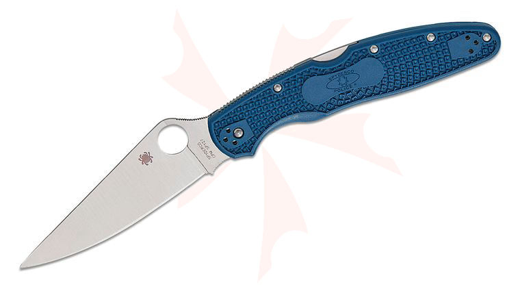 Spyderco Police 4 Lightweight Folding Knife 4.38 inch CPM-SPY27 Satin Plain Blade, Cobalt Blue FRN Handles