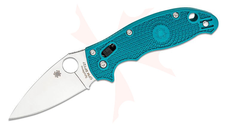Spyderco Manix 2 Lightweight Folding Knife 3.37 inch CPM-SPY27 Satin Plain Blade, Cobalt Blue FRCP Handles