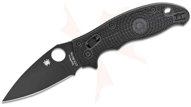 Spyderco Manix 2 Folding Knife 3-3/8 inch BD-1 Black Plain Blade, Black FRCP Handles