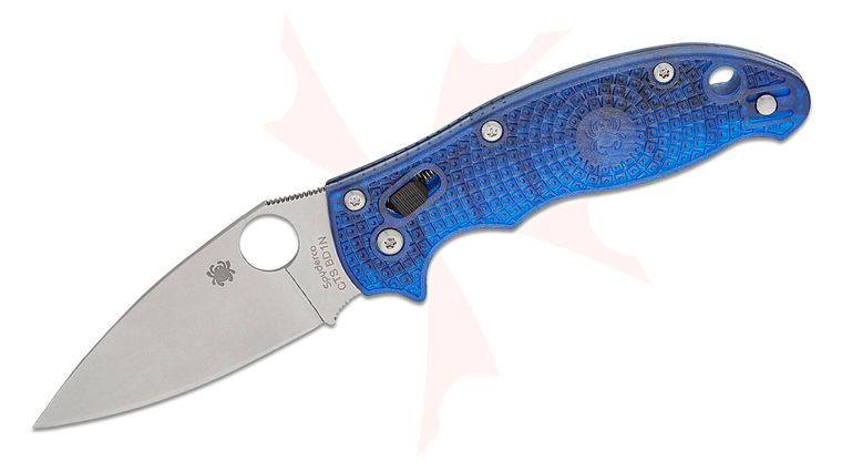 Spyderco Manix 2 Lightweight Folding Knife 3-3/8 inch BD-1N Plain Blade, Translucent Blue FRCP Handles