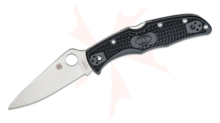 Spyderco Endura Flat Ground 3-3/4 inch VG10 Satin Plain Blade, Black FRN Handles