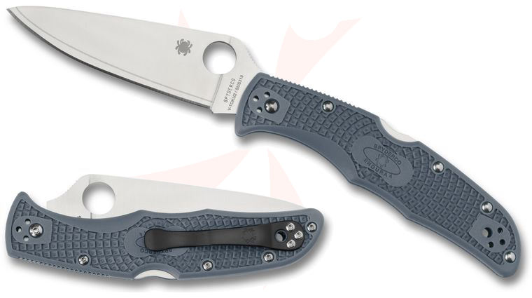 Spyderco C10FPBLE Endura Folding Knife 3.8 inch V-Toku2/SUS310 Satin Plain Blade, Blue-Gray FRN Handles, Sprint Run