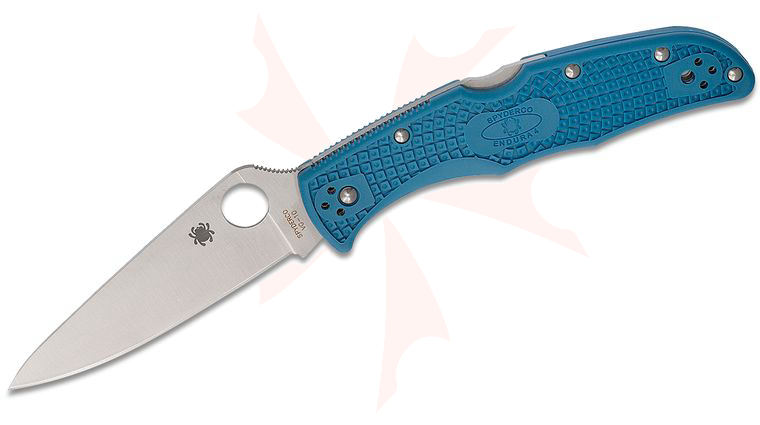 Spyderco Endura Flat Ground 3-3/4 inch VG10 Satin Plain Blade, Blue FRN Handles