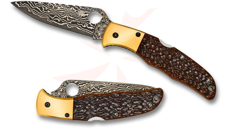 Spyderco C10JBOP Endura Folding Knife 3.75 inch VG10 Damascus Blade, Orange Jigged Bone Handles, Sprint Run