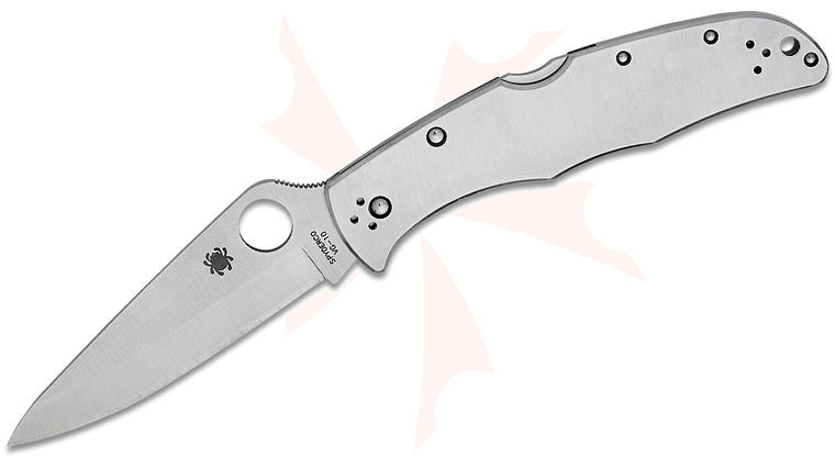 Spyderco Endura 4 Folding Knife 3.875 inch Satin Plain Blade, Stainless Steel Handles