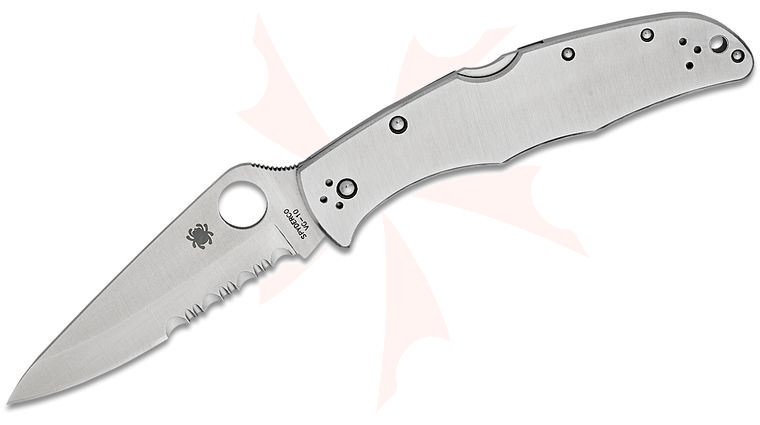 Spyderco Endura 4 Folding Knife 3.75 inch VG-10 Satin Combo Drop Point Blade, Stainless Steel Handles