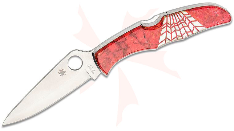 Spyderco Endura by Santa Fe Stoneworks Folding Knife 3.75 inch VG10 Plain Blade, Jewelry Collection, Red Coral and Mother of Pearl Onlays