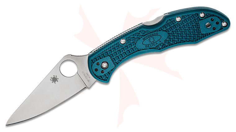 Spyderco Delica 4 Lightweight Folding Knife 2.9 inch K390 Satin Plain Blade, Blue FRN Handles